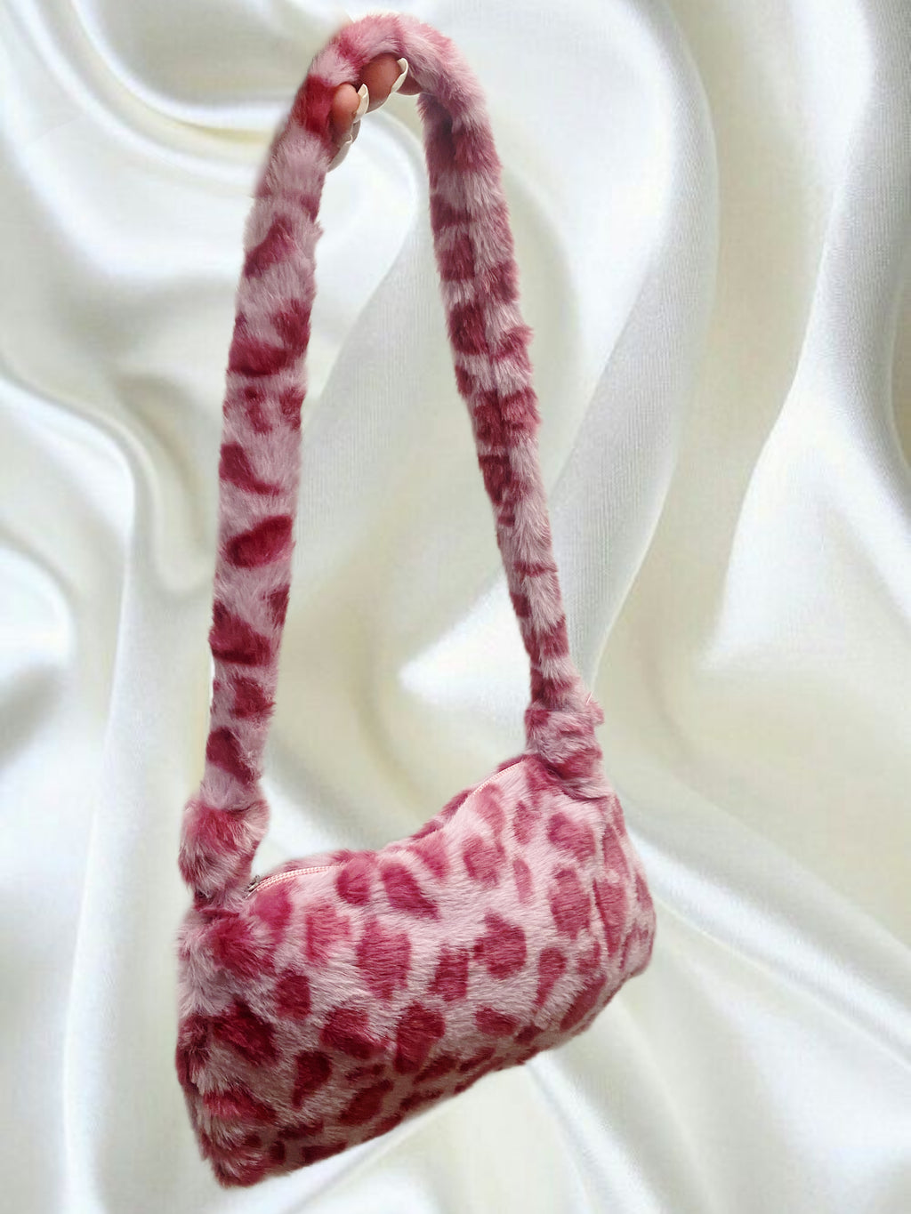 Pink Leopard Faux Fur Handbag