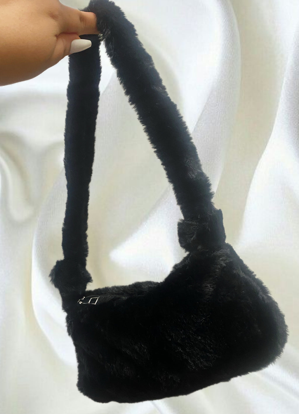 Black Faux Fur Handbag